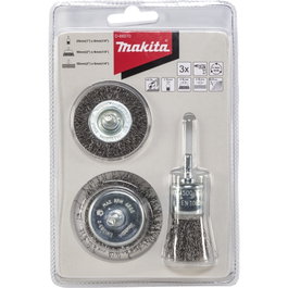 Makita D-66070 Juego de 3 cepillos de alambre de acero