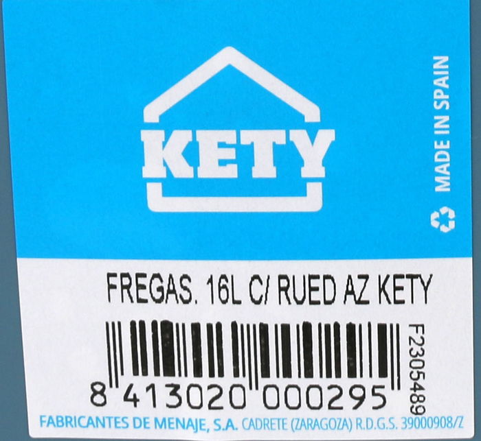 Kety Cubo 16L con Ruedas, Asa y Escurridor, Azul, 30 x 35 x 40.5 cm (6 Unidades)