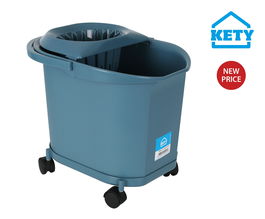 Kety Cubo 16L con Ruedas, Asa y Escurridor, Azul, 30 x 35 x 40.5 cm (6 Unidades)