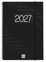 Finocam Agenda Anual 2027 Basic Year Espiral Tapa PP con Goma Negro
