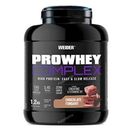 Weider Pro Whey Complex Protein Chocolate Fondant 1,2Kg. con BCAA, L-Glutamina y creatina para recuperación y crecimiento muscular