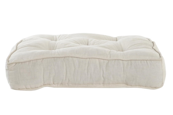 DKD Home Decor Cojín Suelo Lino y Algodón Beige 40x40 cm (4 Unidades)