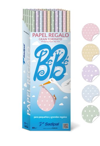 Papel De Regalo Rollo Sadipal Gran Formato Xl 1X2 M (Caja De 50) Bebe Papel De Regalo Rollo Sadipal Gran Formato Xl 1X2 M (Caja De 50) Bebe