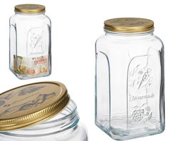 Pasabahce Tarro Homemade 3000 ml Vidrio y Metal Transparente y Oro 13x25x13 cm (Set de 6)