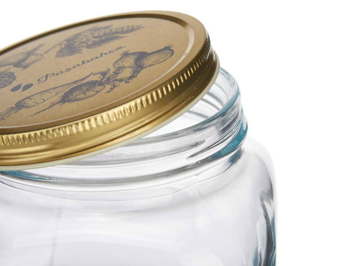 Pasabahce Tarro Homemade 3000 ml Vidrio y Metal Transparente y Oro 13x25x13 cm (Set de 6)