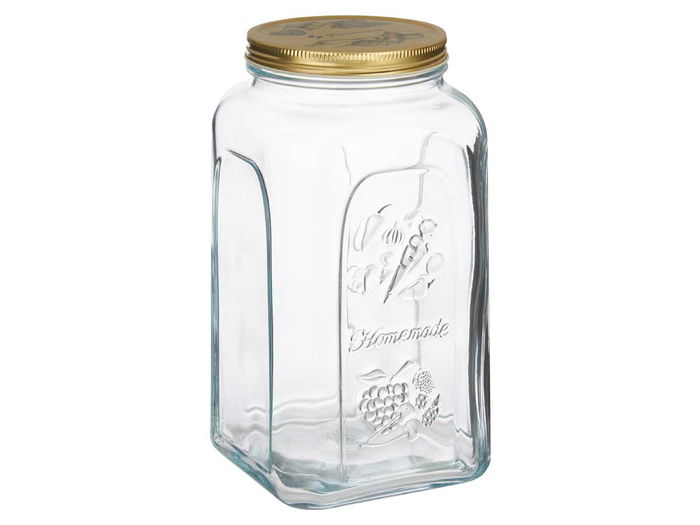 Pasabahce Tarro Homemade 3000 ml Vidrio y Metal Transparente y Oro 13x25x13 cm (Set de 6)