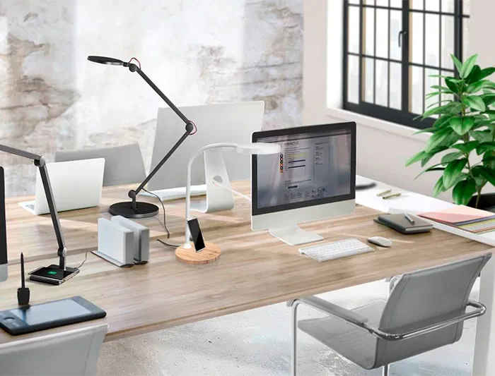 Cep Lámpara de Escritorio LED 5,46W 300lm Brillo Regulable Cabeza Orientable Blanco y Madera