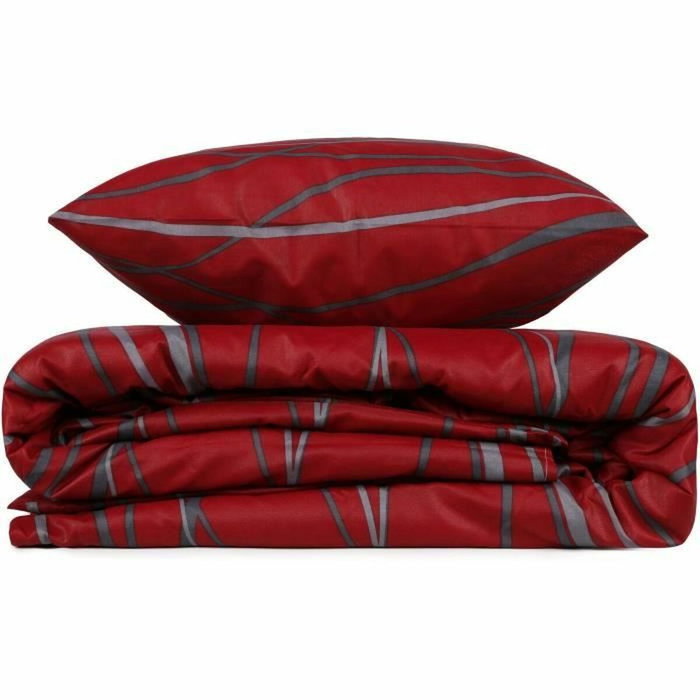 Aucune Juego de cama Rojo con funda nórdica y 2 fundas de almohada