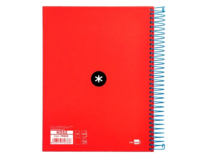 Antartik Cuaderno espiral A5 micro 120 hojas liso color rojo Antartik Cuaderno espiral A5 micro 120 hojas liso color rojo