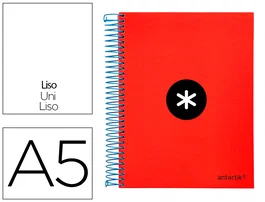 Antartik Cuaderno espiral A5 micro 120 hojas liso color rojo