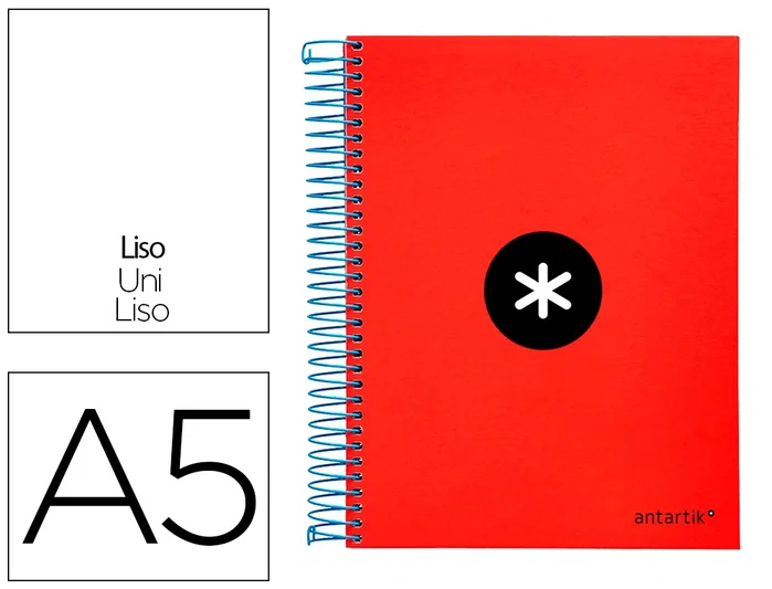 Antartik Cuaderno espiral A5 micro 120 hojas liso color rojo Antartik Cuaderno espiral A5 micro 120 hojas liso color rojo