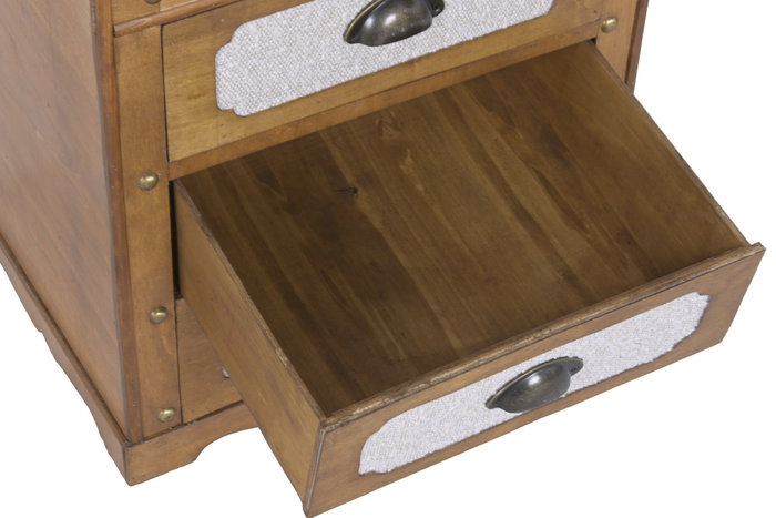 DKD Home Decor Cajonera Alpino, 3 Cajones, Blanco y Marrón, Madera y Poliéster, 35 x 71.5 x 45 cm