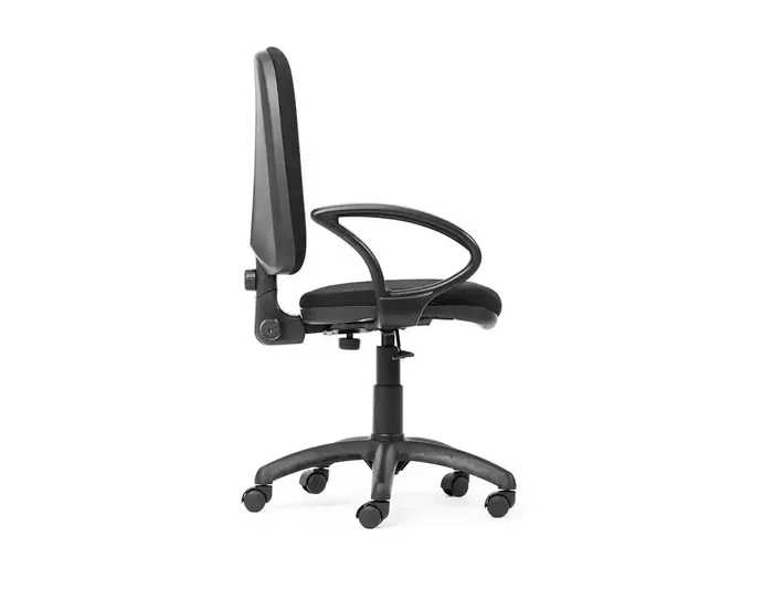 Rocada Silla de Oficina Brazos Fijos Base Nylon Respaldo y Asiento Tela Ignífuga Negro