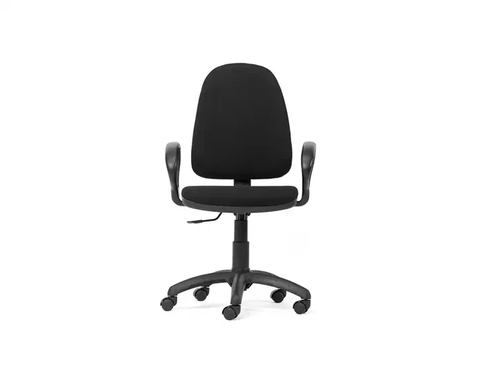 Rocada Silla de Oficina Brazos Fijos Base Nylon Respaldo y Asiento Tela Ignífuga Negro
