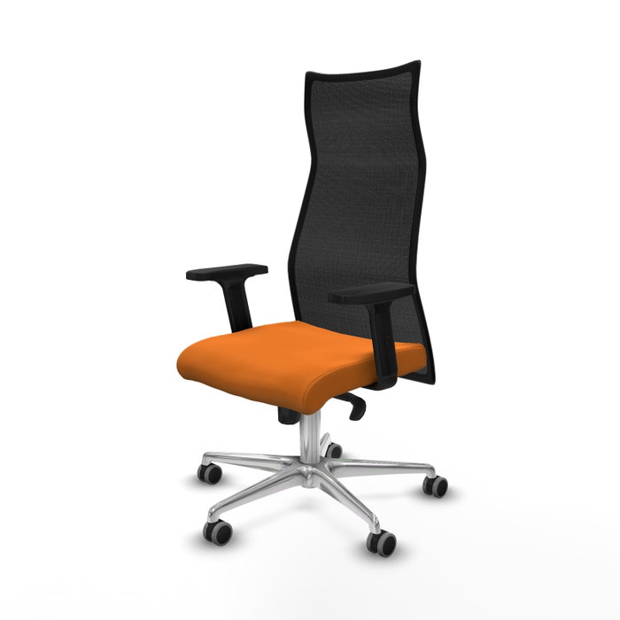 PIQUERAS Y CRESPO Sillón Albacete con Mecanismo Sincro, Similpiel Naranja y Malla Negro