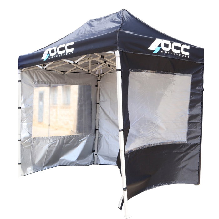 OCC Motorsport Pared Lateral OCCCARP31 con Ventana para Carpa de 3x2 m, Negro, Tejido Oxford 420, Pack de 2 Unidades