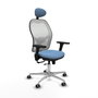 PIQUERAS Y CRESPO Silla de oficina Jorquera con mecanismo Sincro/Traslack, Azul cielo y Blanco
