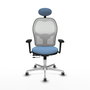 PIQUERAS Y CRESPO Silla de oficina Jorquera con mecanismo Sincro/Traslack, Azul cielo y Blanco