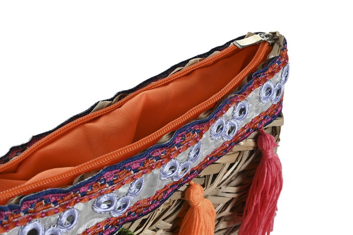 DKD Home Decor Bolso Boho Multicolor de Mimbre y Poliéster con Flecos (2 Unidades) 4 x 20 x 26 cm DKD Home Decor Bolso Boho Multicolor de Mimbre y Poliéster con Flecos (2 Unidades) 4 x 20 x 26 cm
