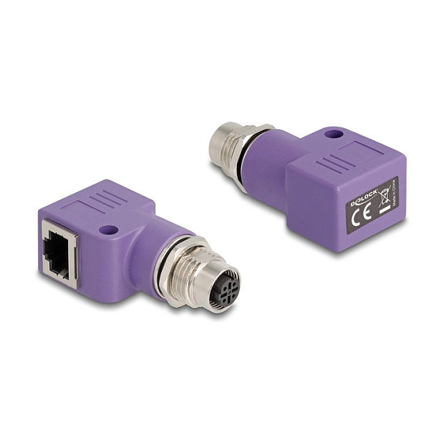 DeLOCK 60680 Adaptador M12 D-codificado 4 pines hembra a RJ45 hembra Cat.5e violeta angular DeLOCK 60680 Adaptador M12 D-codificado 4 pines hembra a RJ45 hembra Cat.5e violeta angular