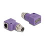 DeLOCK 60680 Adaptador M12 D-codificado 4 pines hembra a RJ45 hembra Cat.5e violeta angular