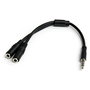 StarTech.com Adaptador de Auriculares con Micrófono Mini-Jack 3,5mm 4 Pines a 2x3,5mm Separados M-H - 0,2m Negro