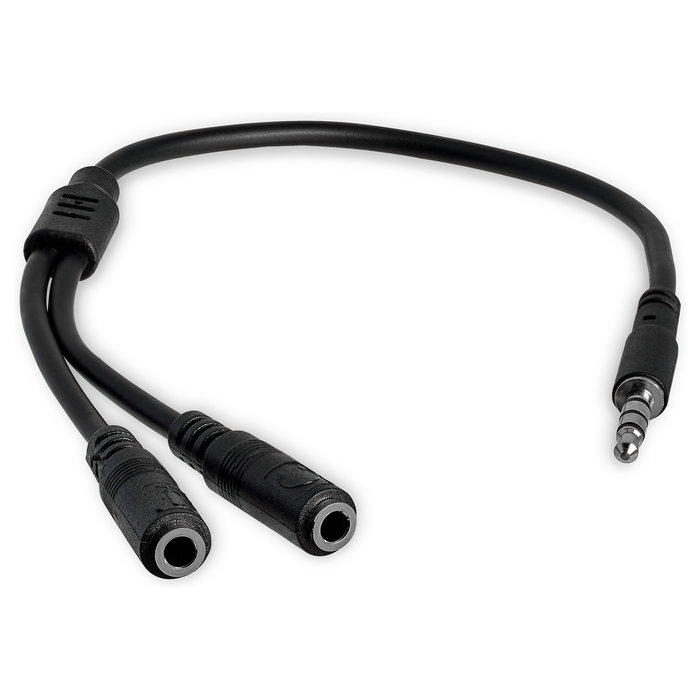StarTech.com Adaptador de Auriculares con Micrófono Mini-Jack 3,5mm 4 Pines a 2x3,5mm Separados M-H - 0,2m Negro