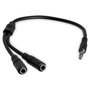 StarTech.com Adaptador de Auriculares con Micrófono Mini-Jack 3,5mm 4 Pines a 2x3,5mm Separados M-H - 0,2m Negro