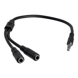 Startech Adaptador Mini Jack 3.5mm TRRS Macho a 2x Hembra para Separar Audio y Micrófono, 20 cm, CTIA, Negro