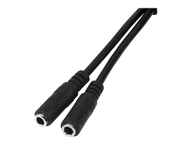 Startech Adaptador Mini Jack 3.5mm TRRS Macho a 2x Hembra para Separar Audio y Micrófono, 20 cm, CTIA, Negro