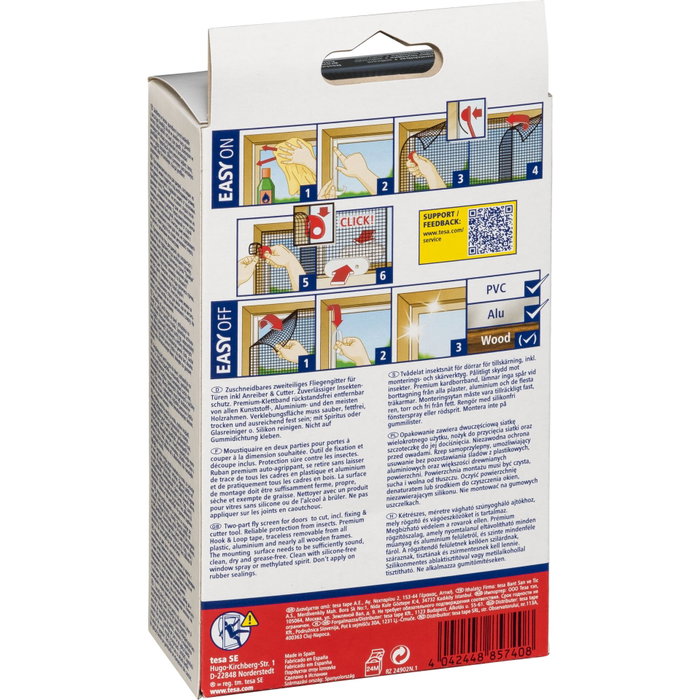 Tesa Mosquitera adhesiva para puertas 2 unidades 0,65x2,20m negro 55389
