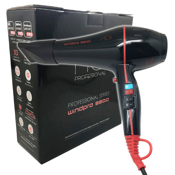 Moi Windpro 3500 Secador de Pelo Profesional 2000W, Motor AC Compacto, 6 Velocidades/Temperaturas, Boquillas Ajustables, Aire Frio, 2.5m Cable