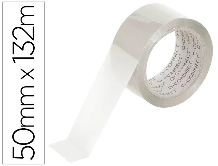 Q-connect Cinta adhesiva de polipropileno transparente 132 m x 50 mm, precinto para embalaje, 45 micras Q-connect Cinta adhesiva de polipropileno transparente 132 m x 50 mm, precinto para embalaje, 45 micras