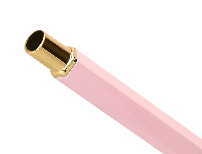 Belius Macaron Bliss Bolígrafo, Rosa y Dorado, Tinta Azul, Punta 0,8 mm, Elegante Diseño Hexagonal para Escribir con Estilo