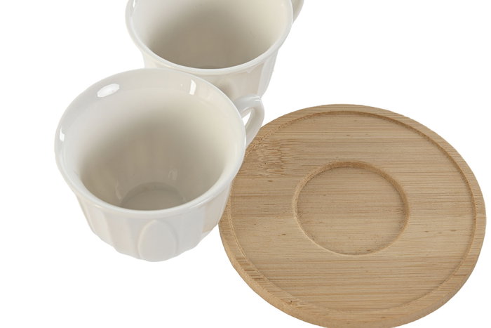 DKD Home Decor Tazas de Porcelana y Bambú Blancas 6.8 x 5.5 x 8.3 cm Set de 6 Piezas Capacidad 90ml DKD Home Decor Tazas de Porcelana y Bambú Blancas 6.8 x 5.5 x 8.3 cm Set de 6 Piezas Capacidad 90ml