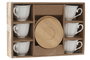 DKD Home Decor Tazas de Porcelana y Bambú Blancas 6.8 x 5.5 x 8.3 cm Set de 6 Piezas Capacidad 90ml