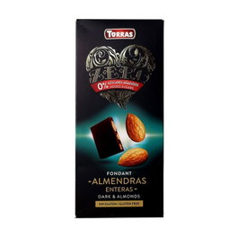 TORRAS Zero Negro 72% cacao con almendras enteras sin azúcar 150g