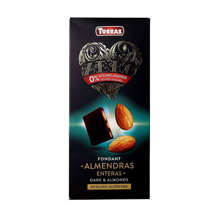 TORRAS Zero Negro 72% cacao con almendras enteras sin azúcar 150g TORRAS Zero Negro 72% cacao con almendras enteras sin azúcar 150g