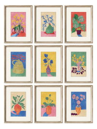 DKD Home Decor Cuadro Abeto Jarrones Color Surtido de 9 Piezas