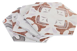 DKD Home Decor Posavasos Arabe Gris Azul Dolomite Corcho Set de 4 10.8 x 10.8 x 0.7 cm