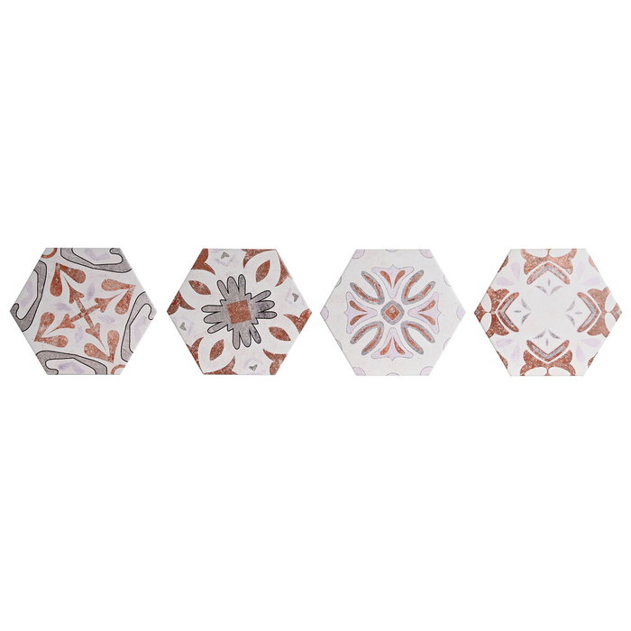 DKD Home Decor Set de 4 Posavasos de Dolomita y Corcho Gris 10,8x10,8x0,7 cm