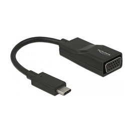 DeLOCK 63923 Adaptador USB-C a VGA, DisplayPort Alt Mode, Resolución 1920x1200 Pixeles, CH7212, Negro