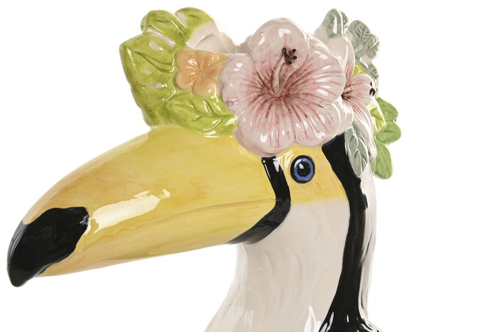 DKD Home Decor Jarrón de Cerámica Tucán Negro y Amarillo DKD Home Decor Jarrón de Cerámica Tucán Negro y Amarillo