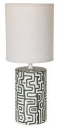 DKD Home Decor Lámpara de Sobremesa de Cerámica y Lino Blanco