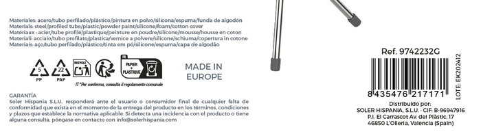 Confortime Tabla Planchar Ekoline 34 cm x 113 cm (2 Unidades)