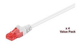 MicroConnect VALUEPACK Cable de Red Ethernet CAT6 U/UTP 20 Metros, Blanco, 4 Piezas, Compatible Gigabit, Protección de Pestillo