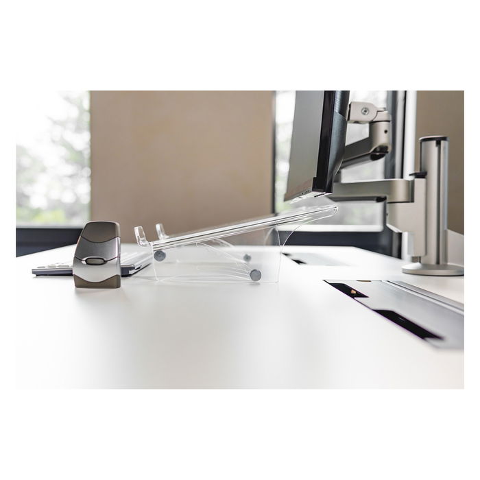 BakkerElkhuizen Q-doc 515 Soporte para documentos con ajuste de altura, transparente, acrílico, plástico, acero
