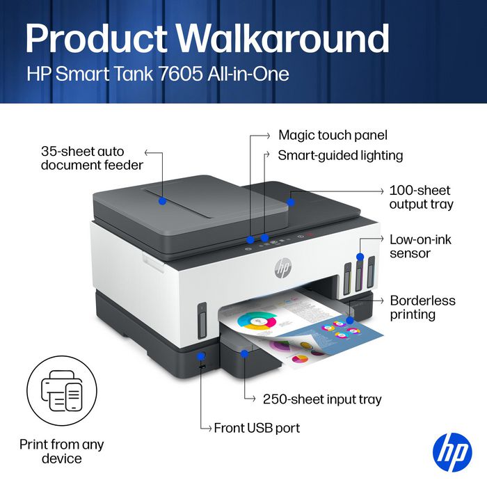 HP Smart Tank 7605 Multifunción Wifi Fax Dúplex Gris
