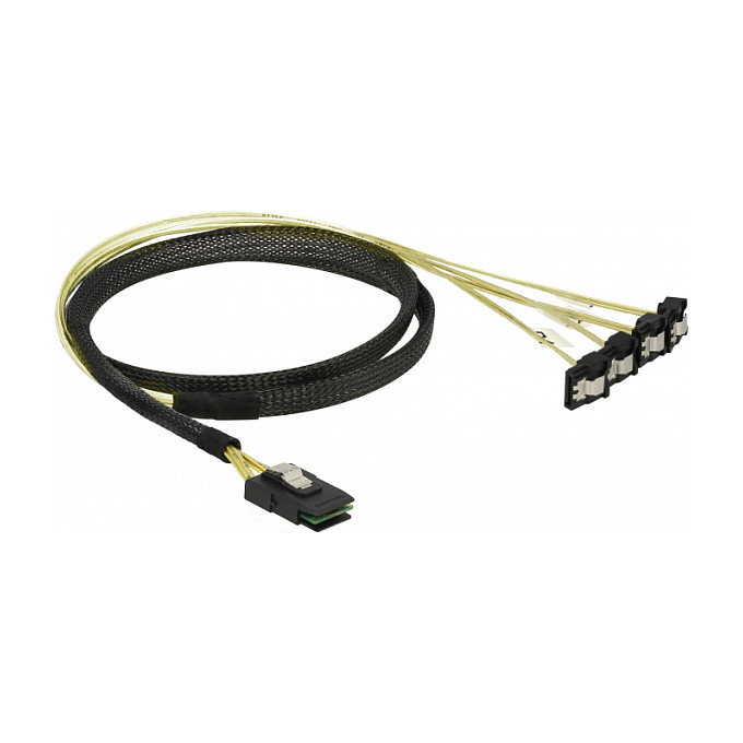 DeLOCK Cable Mini SAS SFF-8087 a 4 x SATA 7 Pin angulado 1 m 85687 DeLOCK Cable Mini SAS SFF-8087 a 4 x SATA 7 Pin angulado 1 m 85687