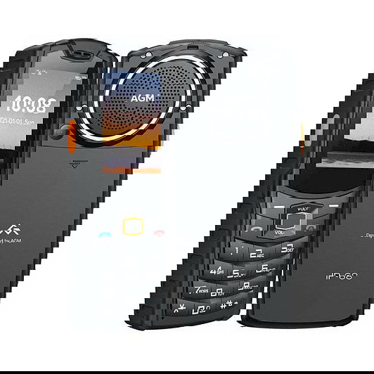 AGM M6 Bartype - Teléfono móvil resistente IP68/IP69K 4G, pantalla 2.4", doble SIM, cámara 0.3 MP, batería 2500 mAh, color Negro